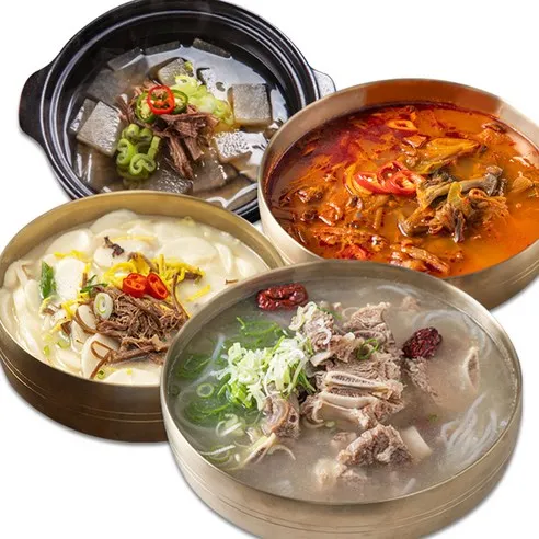 뚝심밥상 일주일 국세트 갈비탕 육개장 소고기해장국 떡국 왕갈비탕1+육개장1+소고기해장국1+떡국1