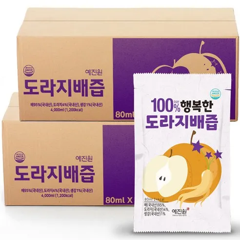 예진원 국내산 도라지배즙, 80ml, 100개