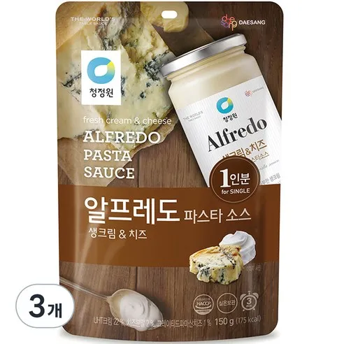 청정원 알프레도파스타소스 싱글파우치, 150g, 3개