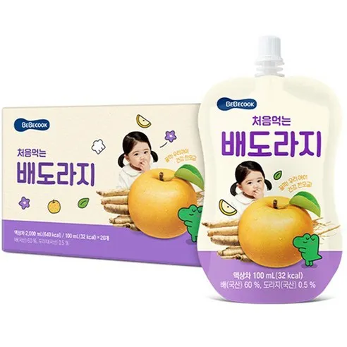 베베쿡 처음 먹는 배도라지 유아 음료, 100ml, 20개