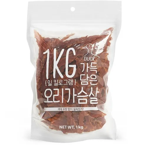 슈퍼츄 일킬로그램 가득 담은 강아지 육포 1kg, 오리가슴살, 1개