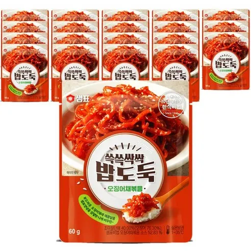 샘표 쓱쓱싹싹 밥도둑 오징어채볶음, 60g, 20개