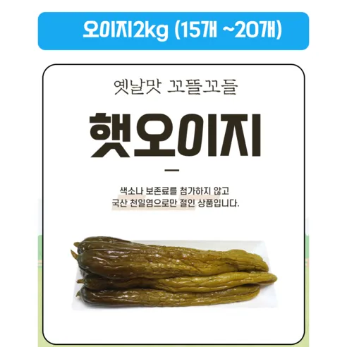 천등산 햇오이지2kg(15-20개) 아이스팩무료배송, 2kg, 1개