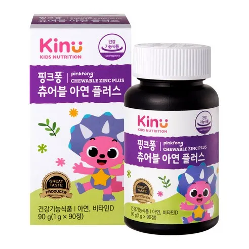 KINU 핑크퐁 츄어블 아연 플러스, 90정, 90g, 1개