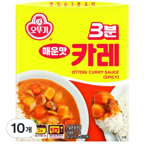 오뚜기 3분카레 매운맛, 200g, 10개