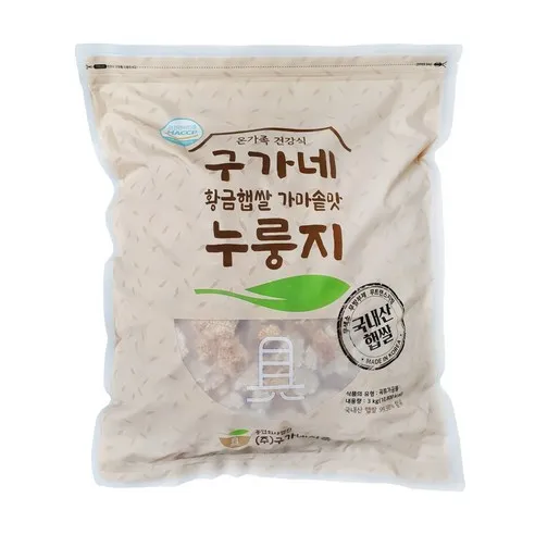 구가네식품 황금햅쌀 가마솥맛 누룽지, 3kg, 1개