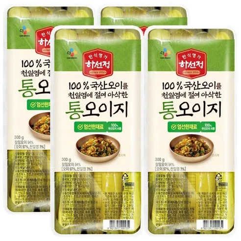 하선정 CJ 통오이지 300g x4개(무료배송), 300g, 4개